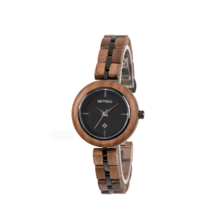 Wooden Watch - Walnut Wood Case with Walnut Wood & Stainless Steel Band