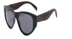 Wood Side Sunnies - 1/2 Round Frame - Black with Ebony Temple POLARISED