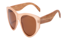 Wood Side Sunnies - 1/2 Round Frame - Pink with Zebra Wood Temple POLARISED