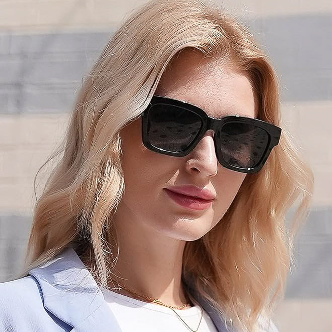 Oversize 50/50 Black & Walnut Wood - Polarised Sunglasses