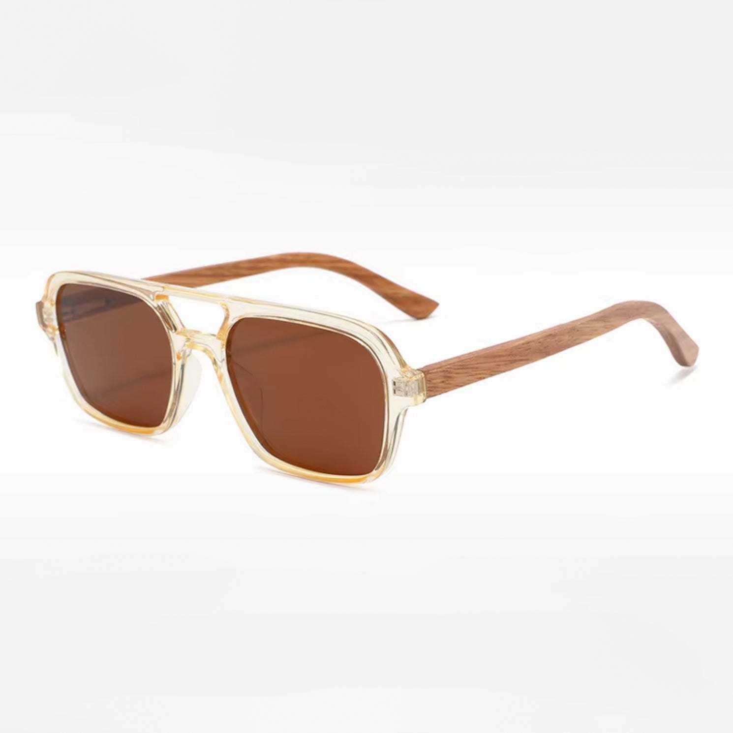 Aviator Compact 50/50 Yellow & Zebra Wood - Polarised Sunglasses