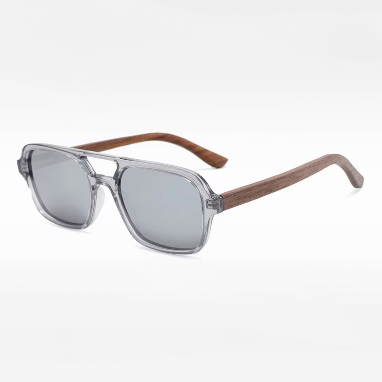 Aviator Compact 50/50 Grey & Walnut Wood - Polarised Sunglasses