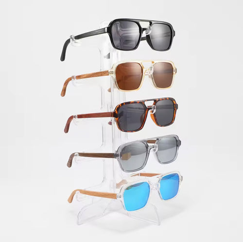 Aviator Compact 50/50 Grey & Walnut Wood - Polarised Sunglasses