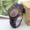 Blue Teak & Walnut Wood Watch & Band 43mm