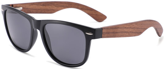 Wood Side Sunnies - Black PC Frame with Walnut Temple POLARISED