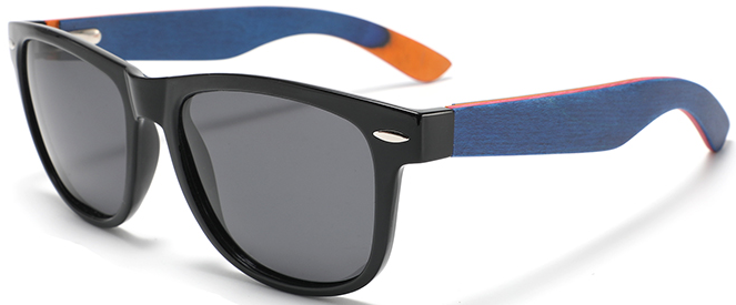 Wood Side Sunnies - Black PC Frame with Blue Skate Temple POLARISED