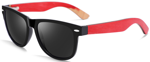 Wood Side Sunnies - Black PC Frame with Red Skate Temple POLARISED