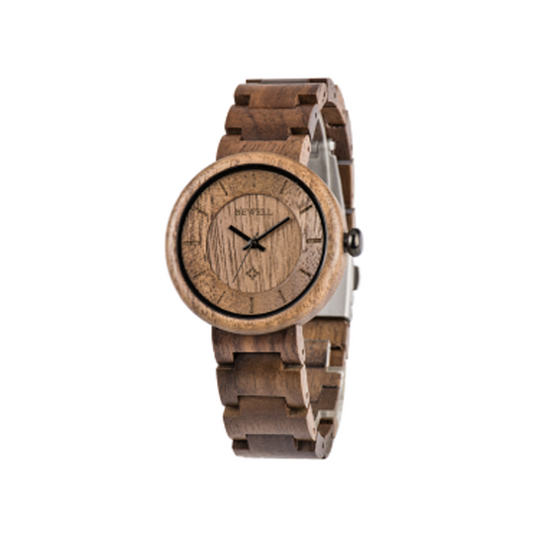 Wooden Watch - Walnut Wood Case & Band with Round Walnut Face