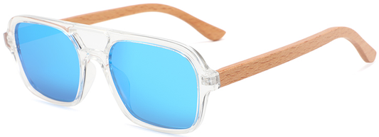 Wood Side Sunnies - Compact Clear White PC Frame with Beech Temple POLARISED