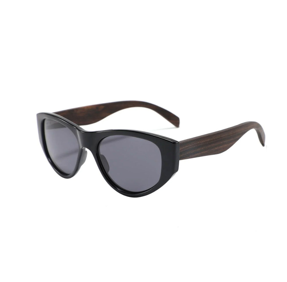 Cats-Eye Polarised - 50/50 Black & Ebony Wood Sunglasses