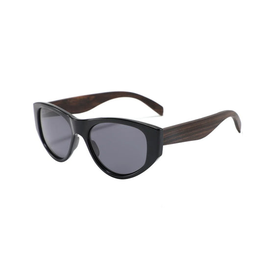 Cats-Eye Polarised - 50/50 Black & Ebony Wood Sunglasses