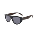 Half-Round 50/50 Black & Ebony Wood - Polarised Sunglasses