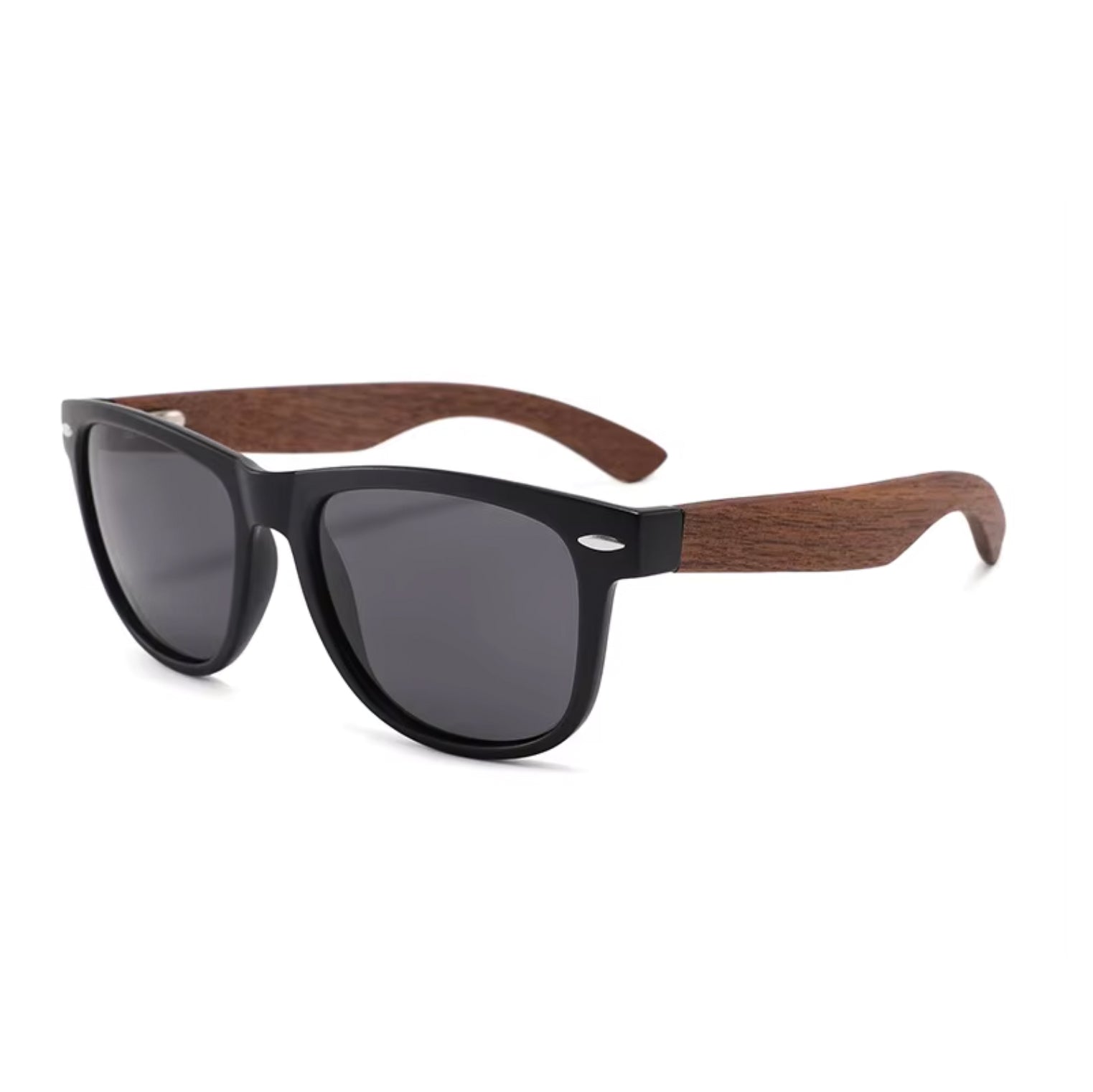 Classic 50/50 Matt Black & Walnut Wood - Polarised Sunglasses