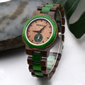 Green Teak & Walnut Wood Watch & Band 43mm