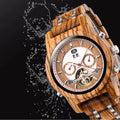 Zebra Wood Watch & Band - Wind Up Kinetic 41mm