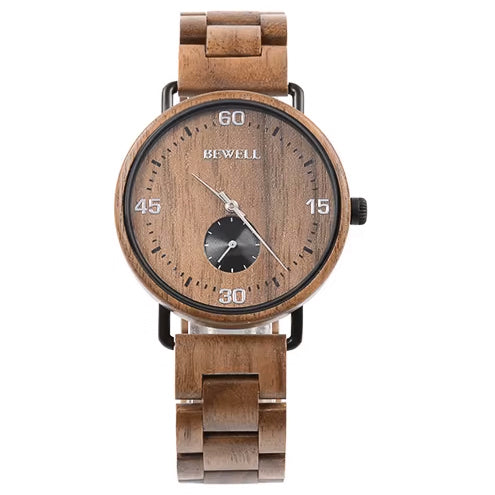 Walnut Wood Watch & Band - Black & Walnut 42mm