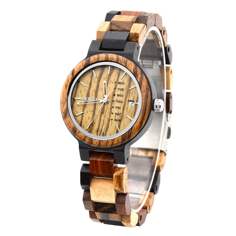 Mixed & Zebra Wood Watch & Band - Day & Date 38mm