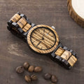 Zebra & Ebony Wood Watch & Band - Day & Date 44mm