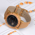 Olive Tree Wood Watch - Automatic Kinetic - Canvas Strap 44mm