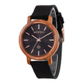 Red Sandalwood Watch - Black Face & Leather Band 40mm