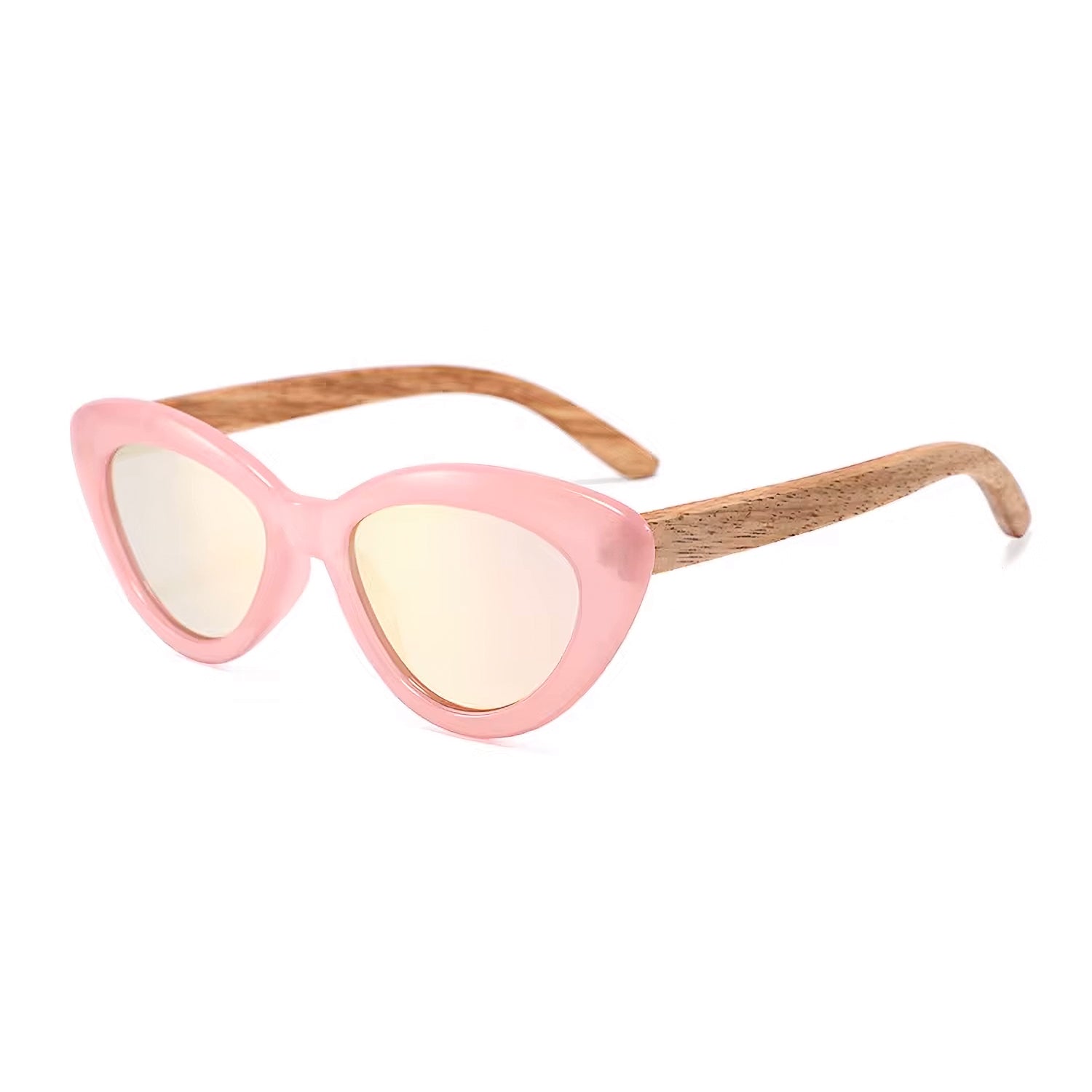 Catseye Mirror 50/50 Pink & Zebra Wood - Polarised Sunglasses