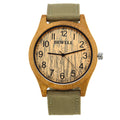 Bamboo Watch Large Numbers - Pale Green Canvas Band 45mm