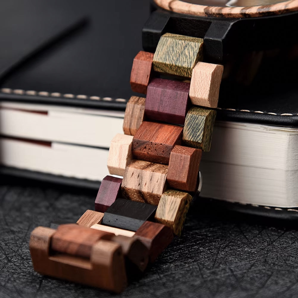 Mixed & Zebra Wood Watch & Band - Day & Date 38mm