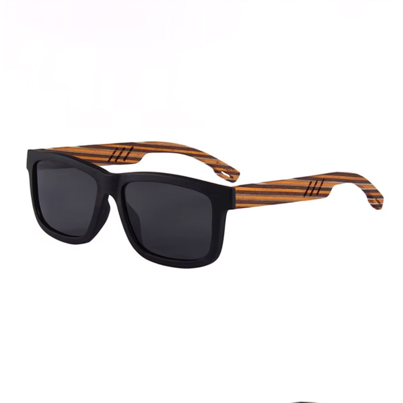 Stripe 100% Ebony & Yellow Cherry Wood - Polarised Sunglasses