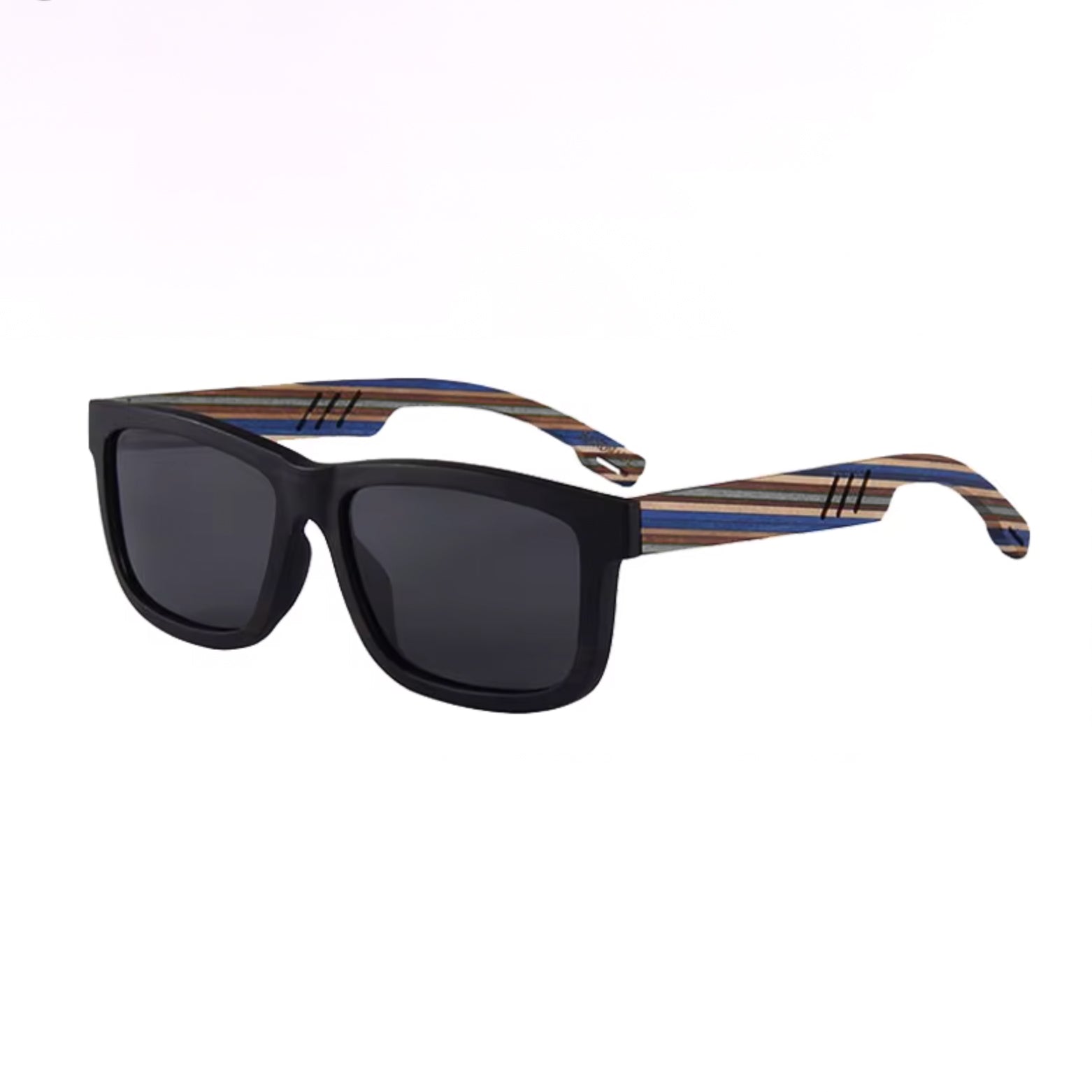 Stripe 100% Ebony & Blue Cherry Wood - Polarised Sunglasses