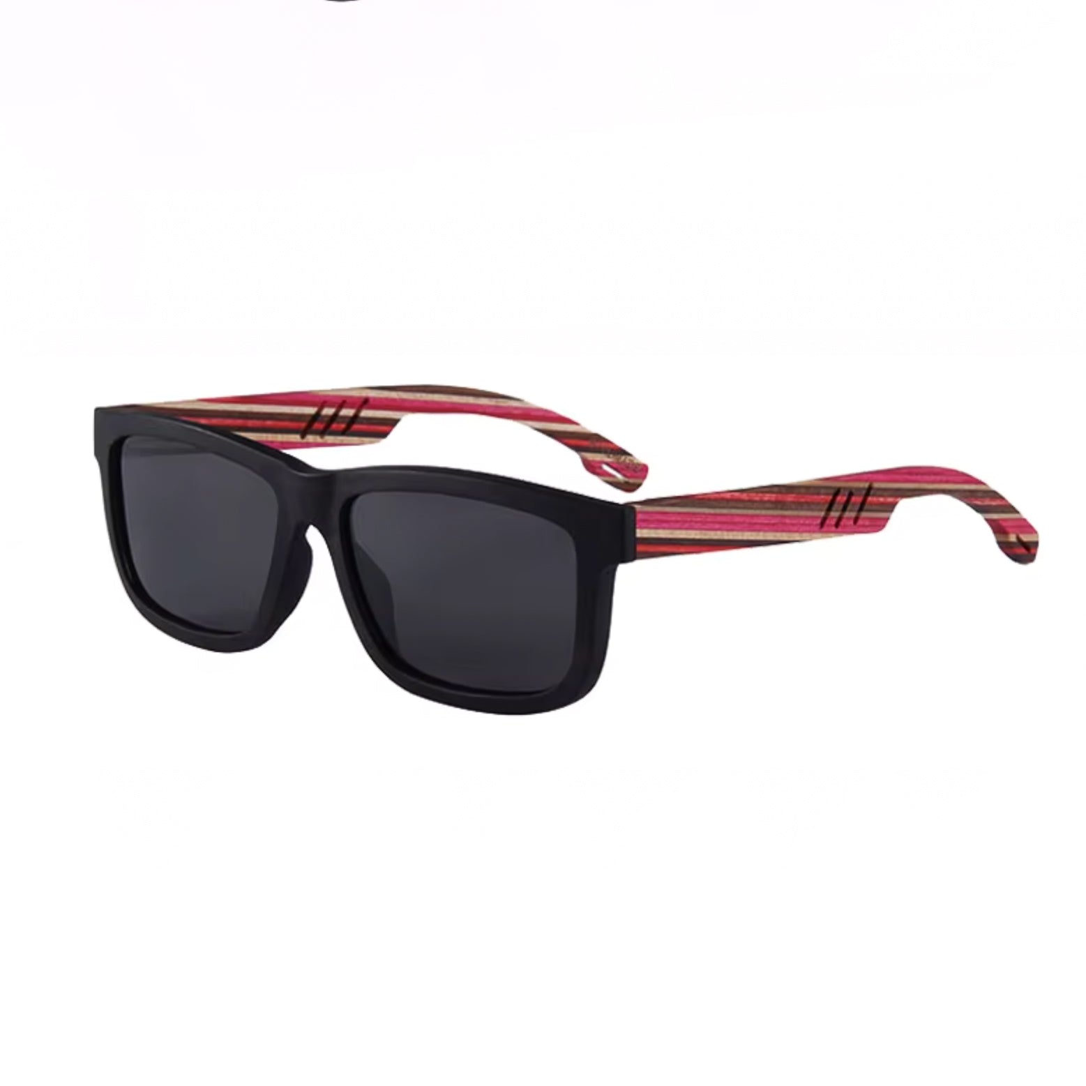 Stripe 100% Ebony & Red Cherry Wood - Polarised Sunglasses