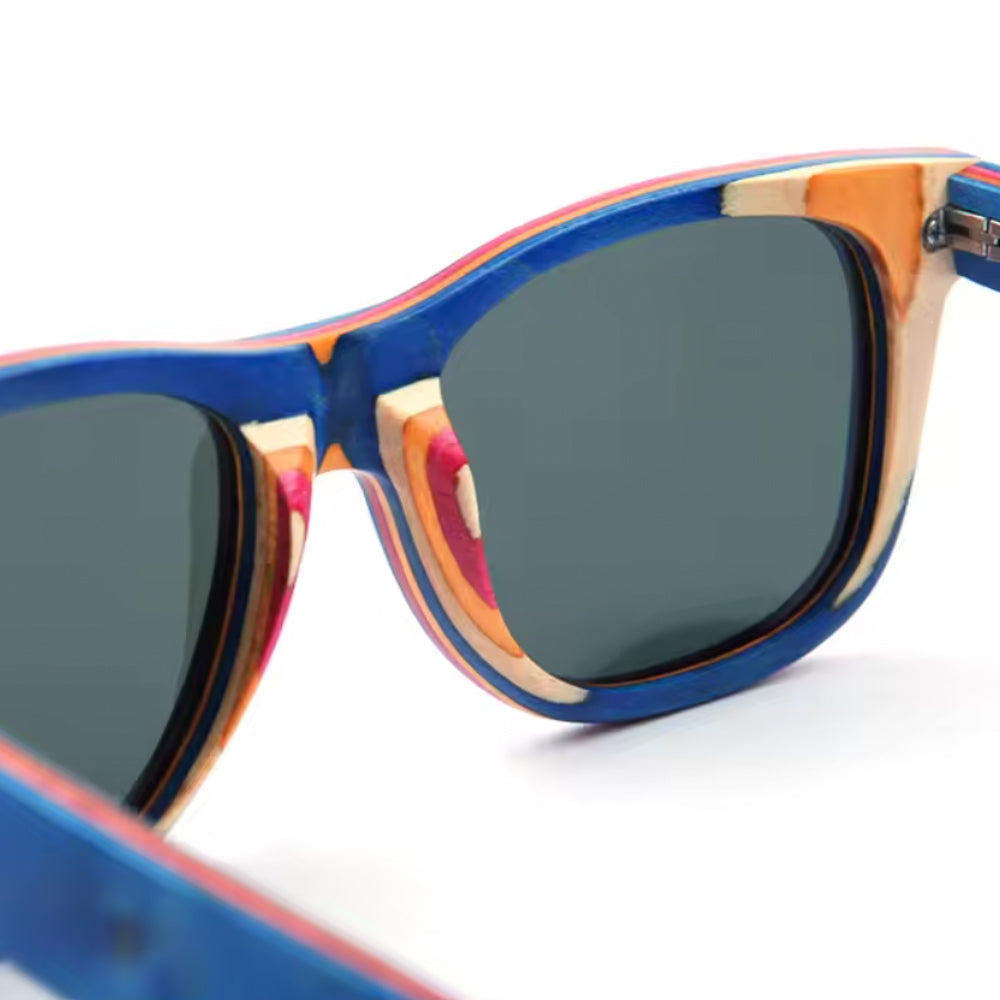 Skate 100% Blue Layered Wood - Polarised Sunglasses