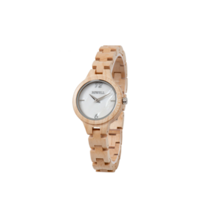 Wooden Watch - Maple Wood Case & Band with White Mother of Pearl Face