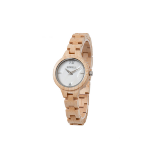 Wooden Watch - Maple Wood Case & Band with White Mother of Pearl Face