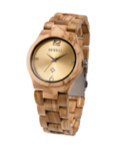 Wooden Watch - Olive Wood Case & Band with Gold Metal Face