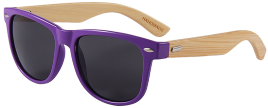 Wood Side Sunnies - Purple PC Frame with Bamboo Temple UV 400