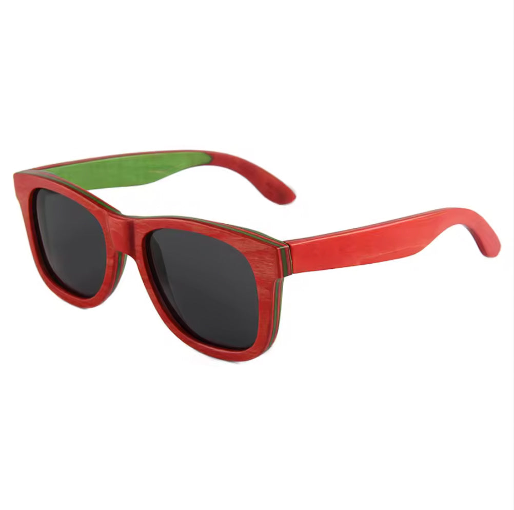 Skate 100% Red Layered Wood - Polarised Sunglasses