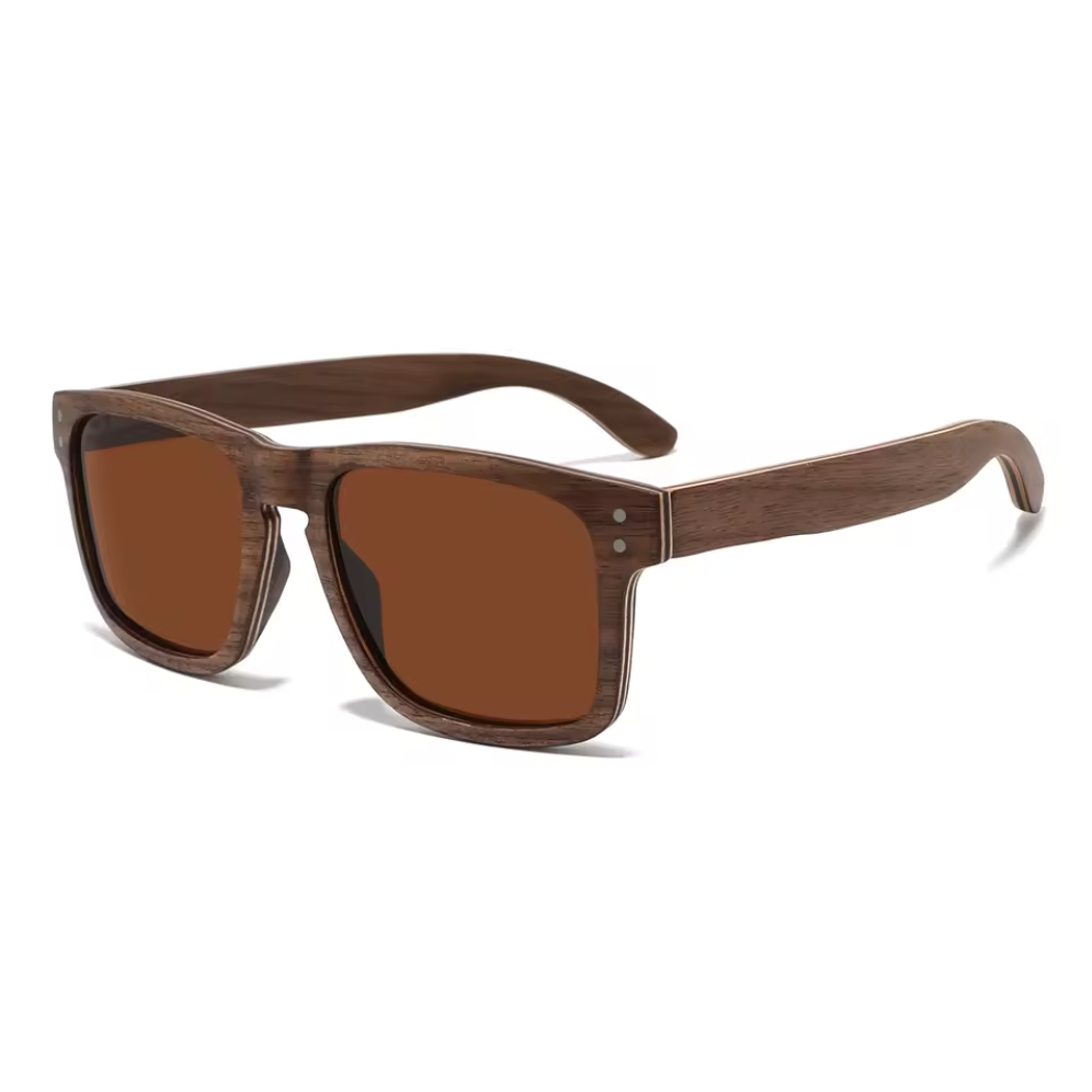 Large Square Brown Lens 100% Skate Wood - Polarised Sunglasses