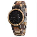 Mixed & Zebra Wood Watch & Band - Day & Date 44mm