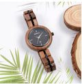 Walnut Wood Watch & Band - Black & Stainless Steel 35mm