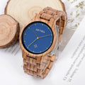Zebra Wood Watch & Band - Blue Face 44mm