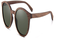 Wood Sunnies - Walnut Round Wood Frame and Temple - Small POLARISED