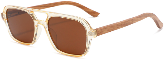 Wood Side Sunnies - Compact Yellow PC Frame with Zebra Temple POLARISED