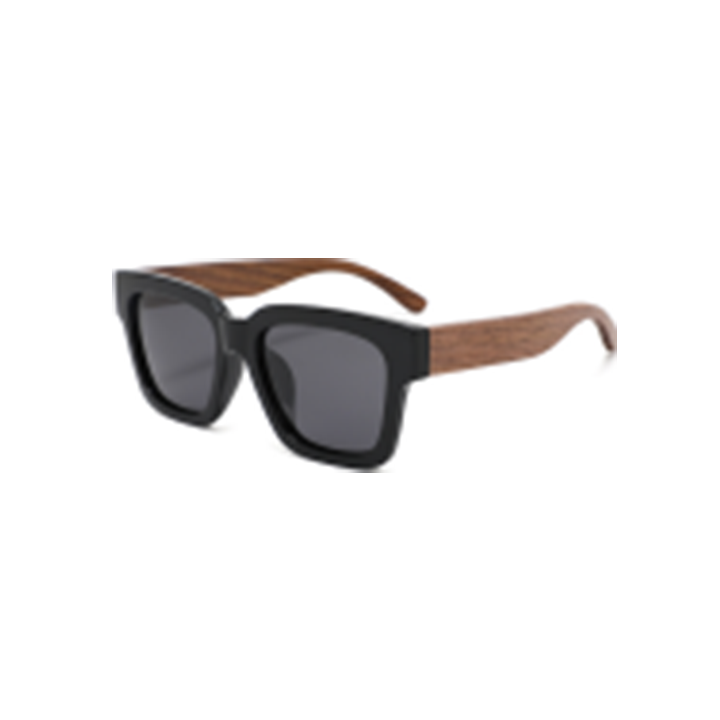 Wood Side Sunnies - Squarish Black PC Frame with Walnut Wood Temple POLARISED