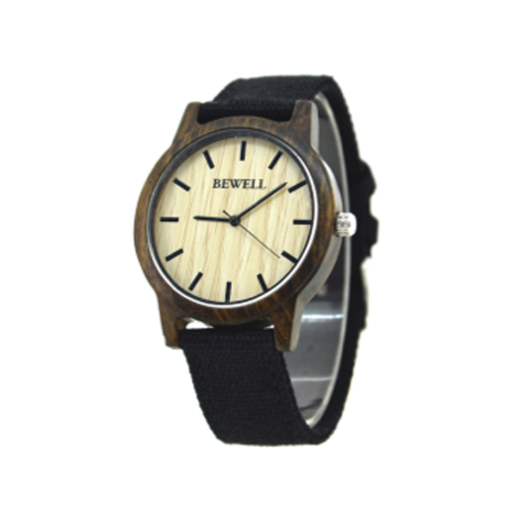 Wooden Watch - Black Sandalwood Case with Black Canvas Band