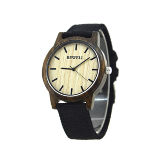 Wooden Watch - Black Sandalwood Case with Black Canvas Band