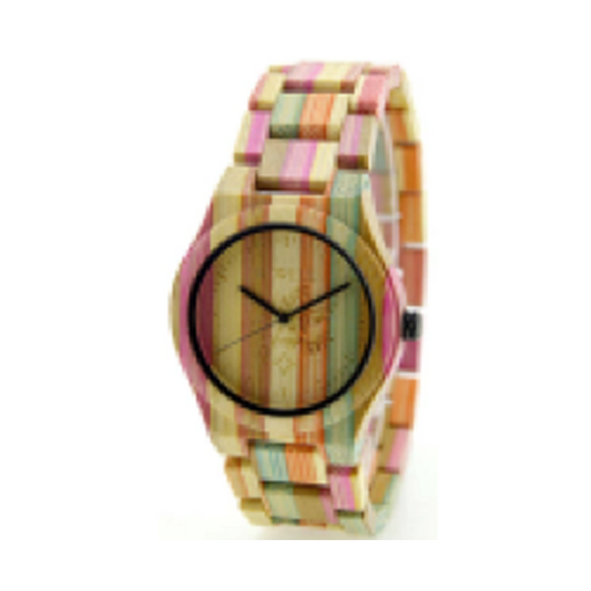 Wooden Watch - Coloured Bamboo Case and Band - LARGE