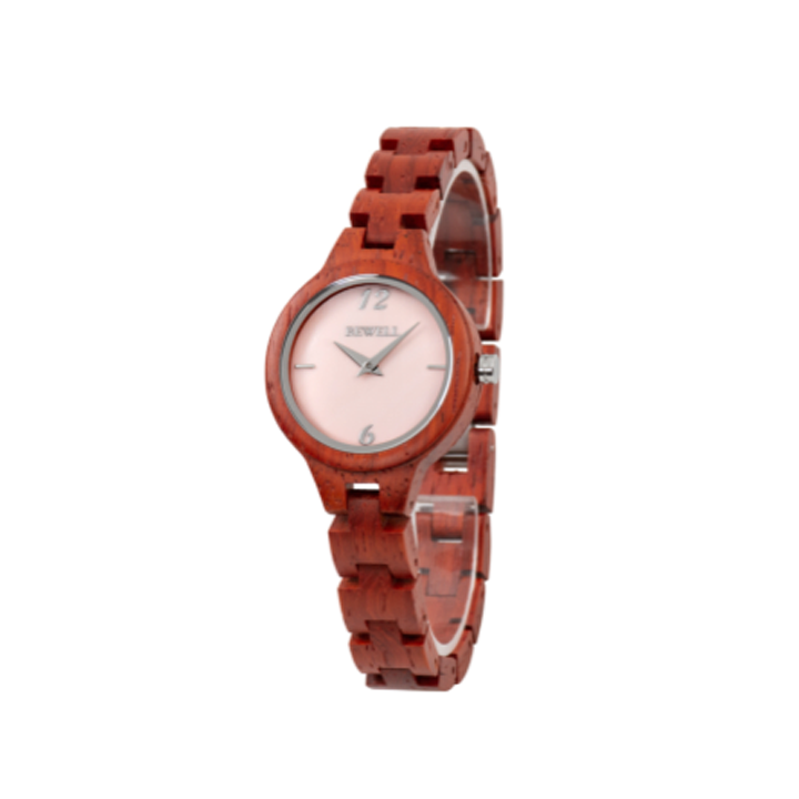 Wooden Watch - Rose Wood Case & Band with Pale Pink Mother of Pearl Face