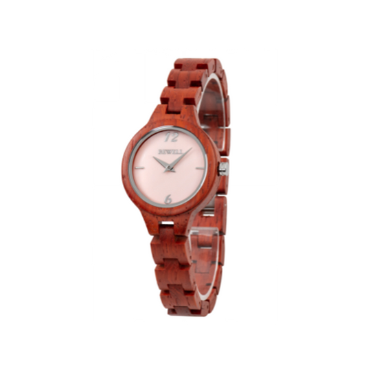 Wooden Watch - Rose Wood Case & Band with Pale Pink Mother of Pearl Face