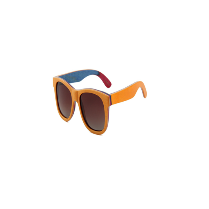 Wood Sunnies - Skateboard Frame and Temple - Yellow Large POLARISED