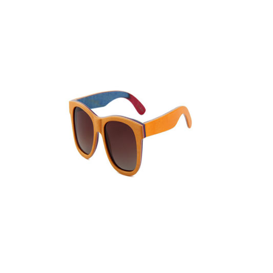 Wood Sunnies - Skateboard Frame and Temple - Yellow Large POLARISED